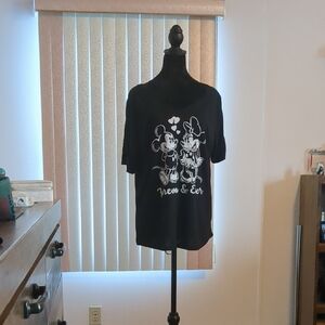 Black Graphic T-Shirt with Cartoon Characters